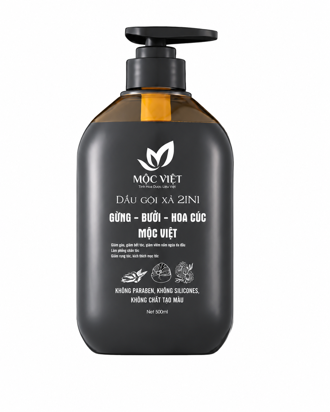 DẦU GỘI XẢ 2IN1 GỪNG, BƯỞI, HOA CÚC MỘC VIỆT